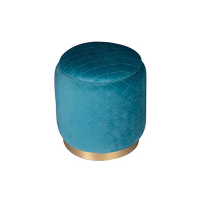 Ambe Velvet Round Solid Colour Pouffe Ottoman