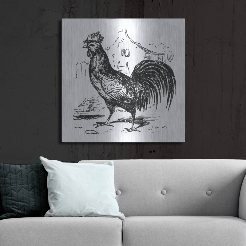 August Grove® «R mobile Rooster» par Art Licensing Studio, art mural en métal, H 36 po x l 36 po