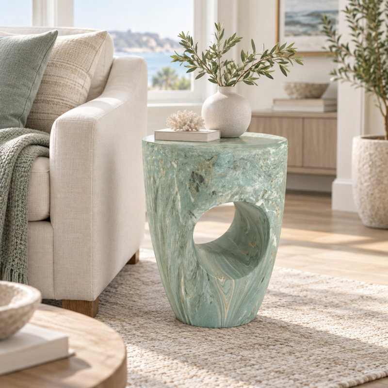 Table d'appoint ronde en MgO pour l'intérieur et l'extérieur