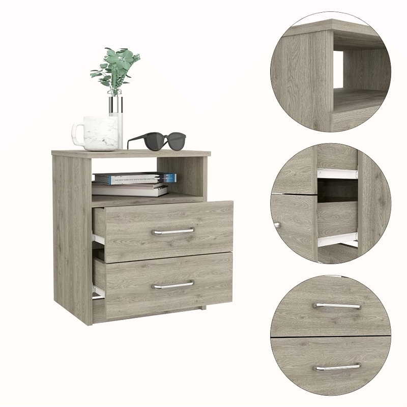 2-Drawer 1-Shelf Rectangle Nightstand