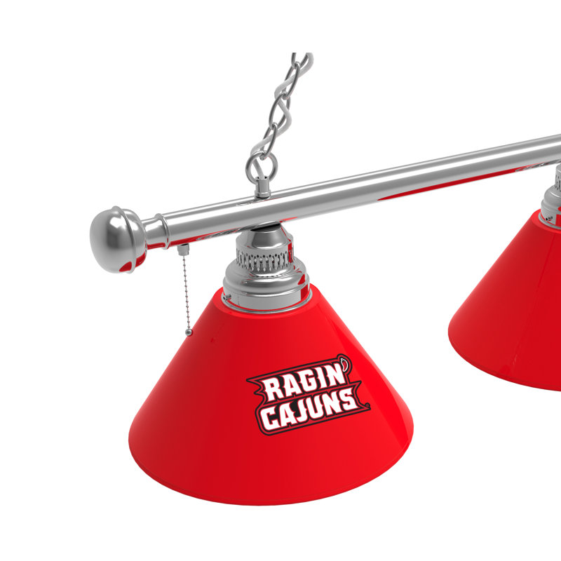 3 - Light Pool Table Lights Pendant, Chrome, Louisiana-Lafayette Ragin' Cajuns