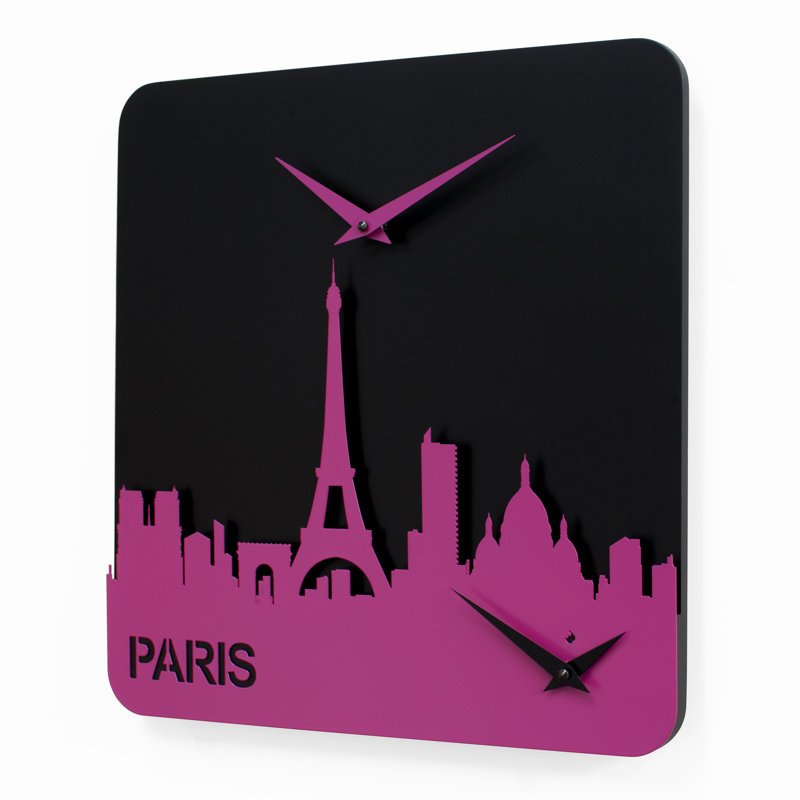 Saldana Wood Wall Clock, Purple