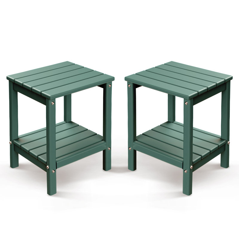 HDPE Outdoor Adirondack Side Table, Green
