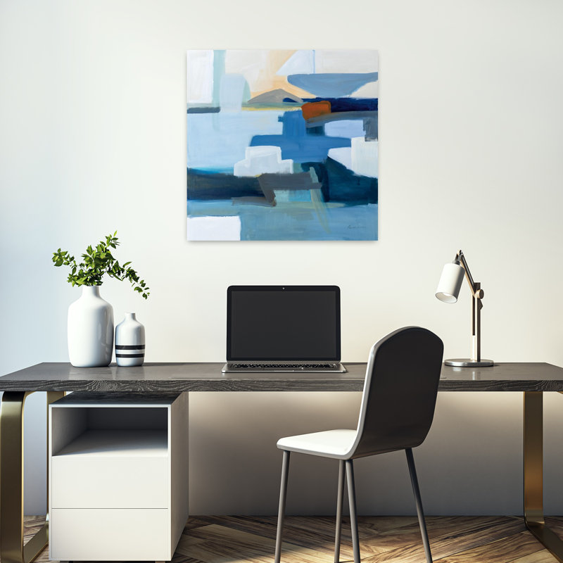 Monterey contemporain avec art abstrait noir, H 18 po x l 18 po