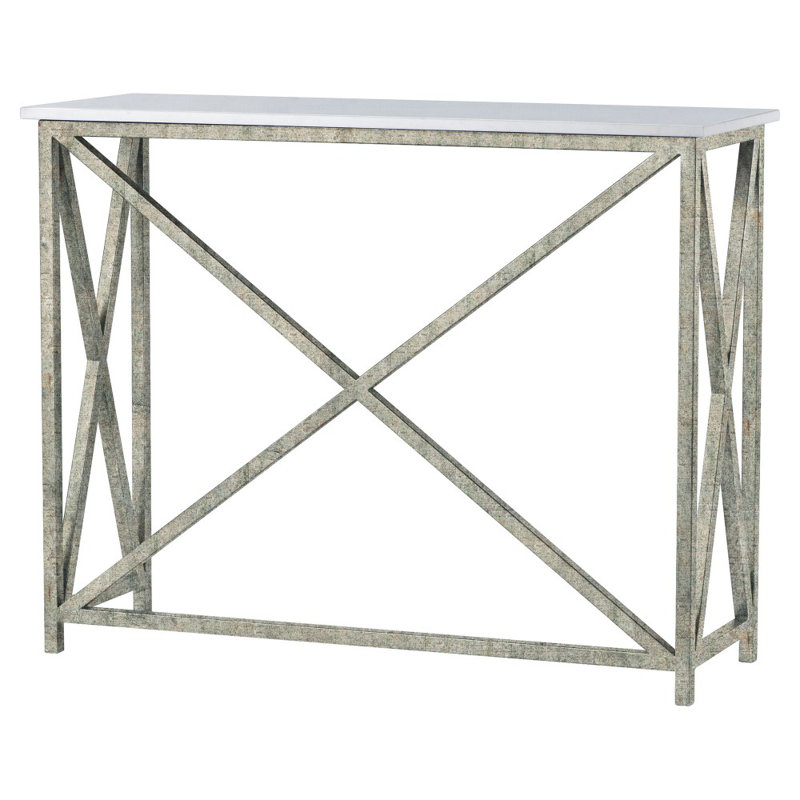Console Medallion, Haute mer, Marbre de Carrare, H 34 po x l 45 po x P 15 po