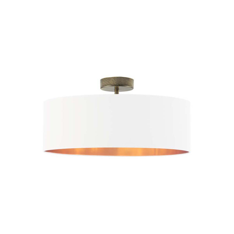 Sunburg Fabric Semi Flush Mount, White, 30cm H x 40cm W x 40cm D, Gold