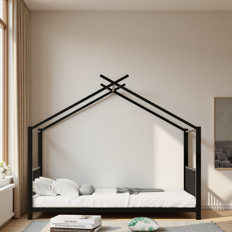 Lit plateforme simple en métal, Noir