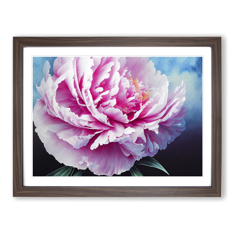 Wonderful Peony Flower 1 Piece Single Picture Frame Painting, 34cm H x 46cm W x 2cm D, Walnut