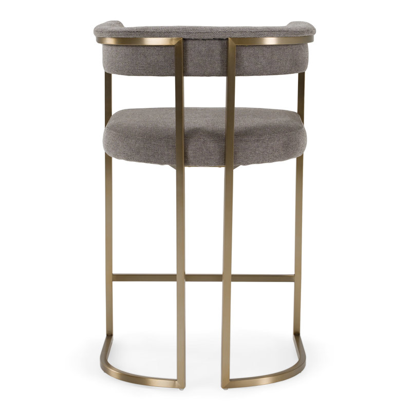 Byron - Modern Grey Fabric + Antique Brass Counter Chair