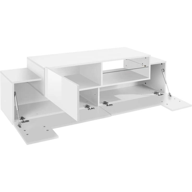Aadaya TV Stand And Entraitenment for TVs up to 42", Matte White/Glossy White