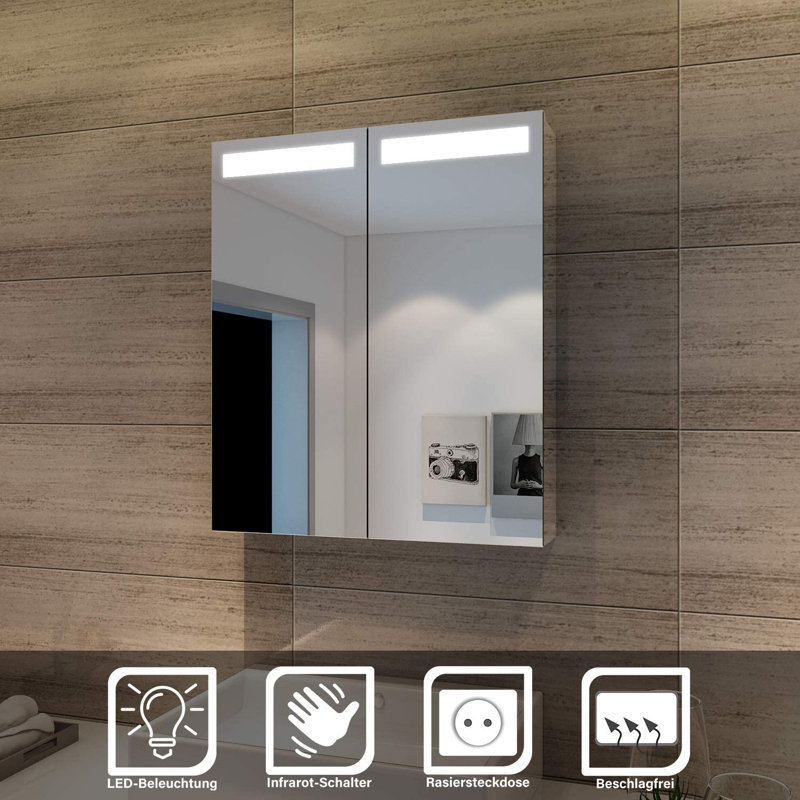 Suwanee Surface Mirrored Bathroom Cabinets with Mirror and 2