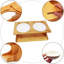Bol pour animaux simple en bambou avec support inclinable, deux bols pour chats ou chiens