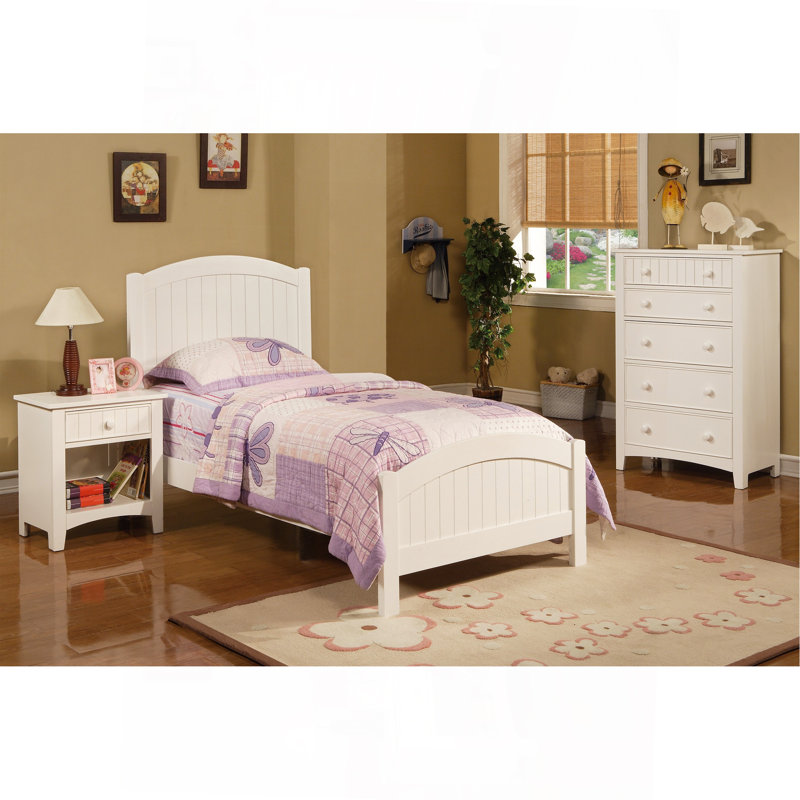 Ensemble de table de chevet et de table de chevet pour lit simple blanc