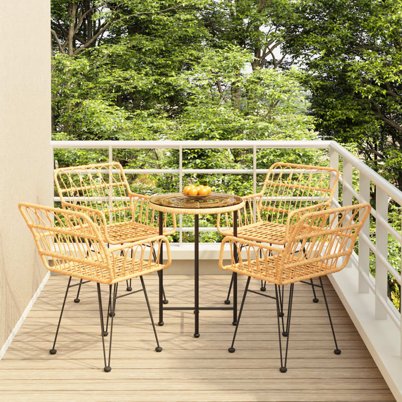 Galilaia 4 - Person Patio Dining Set with Round Table, Brown/Black, Brown