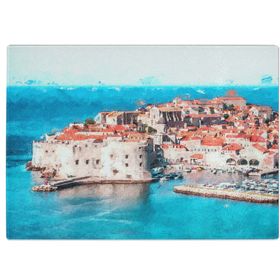Tempered Glass Ancient City Walls of Dubrovnik Chopping Board