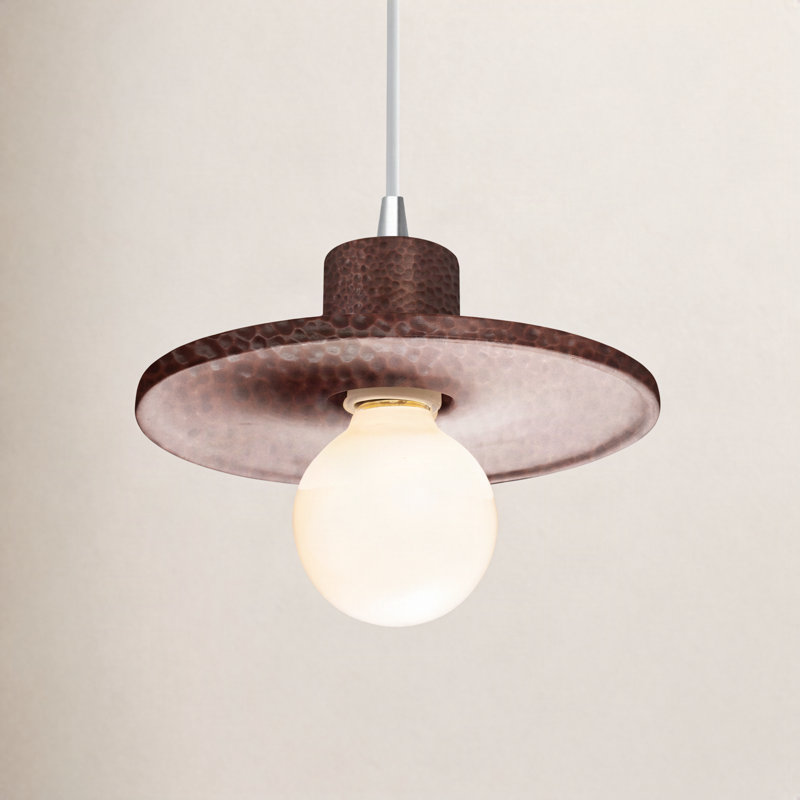 Luminaire suspendu simple Leni, Cuivre martelé, Chrome poli