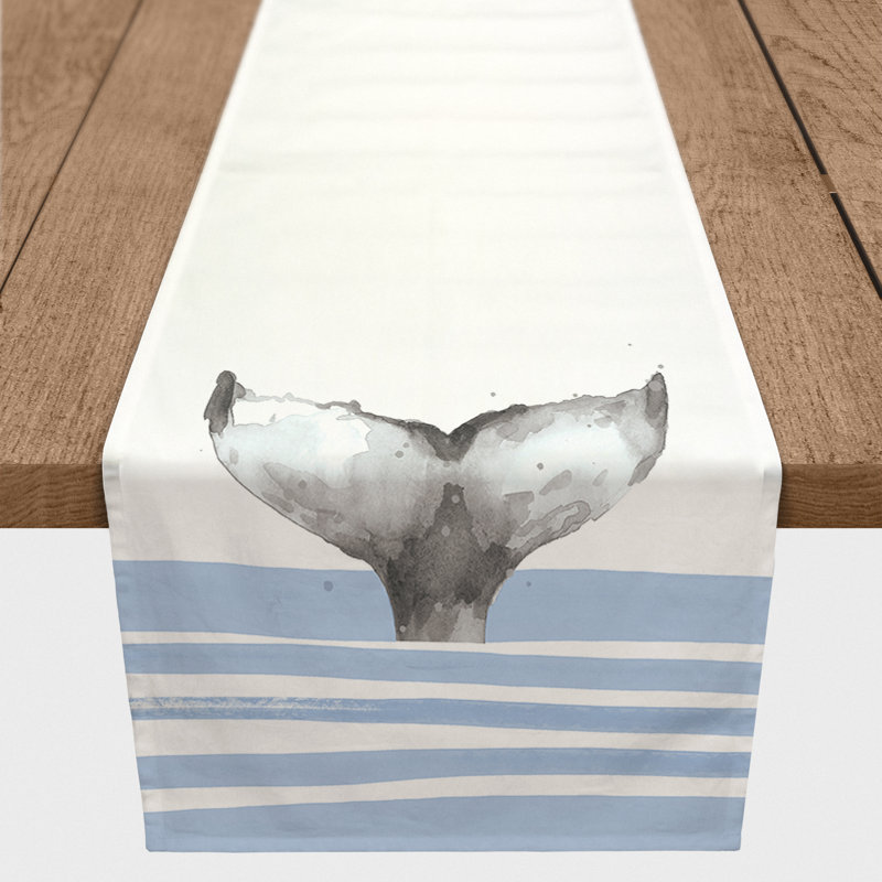Chemin de table Whale, 50, 90 po x 16 po, Bleu