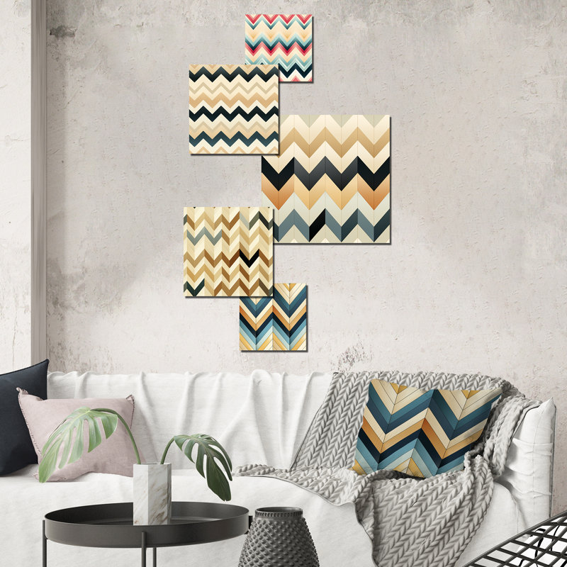 Carmouche - ensemble d'art mural à chevrons de 5