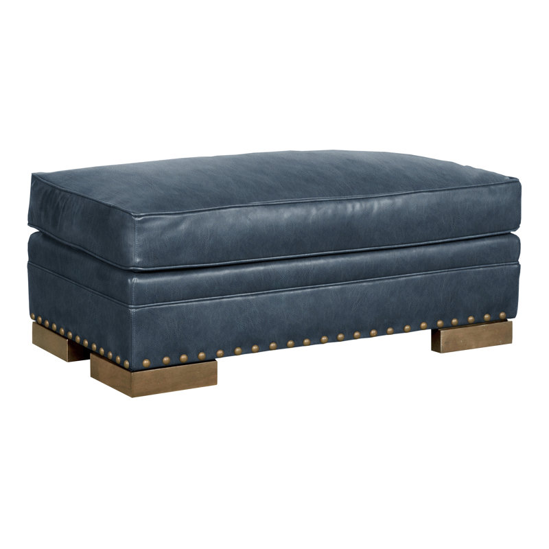 Riverside Upholstered Ottoman, Hampton, Saloon Jeans Genuine Leather, No