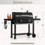Barbecue au charbon 34 po à deux zones avec plateaux relevables et 2 tables d'appoint pliables