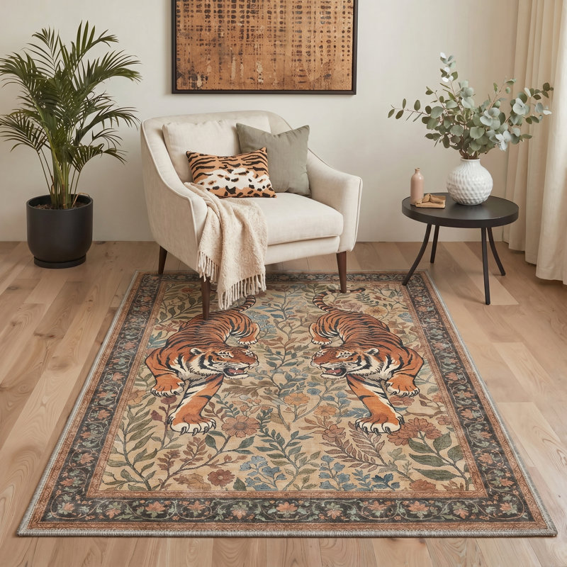 Teiarra Twin Peak Modern Machine Washable Yellow Indoor Area Rug with Non-Slip Backing, Rectangle 9' x 12'