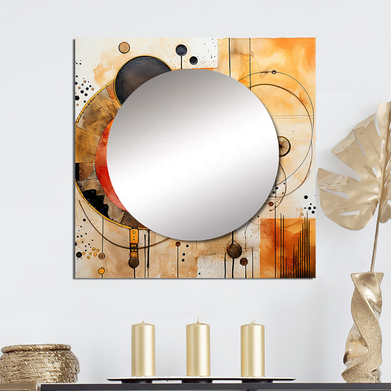 Golden Hue Horizons Vintage Pink Gold II - miroir carré géométrique moderne pour décoration murale, 23 po x 23 po