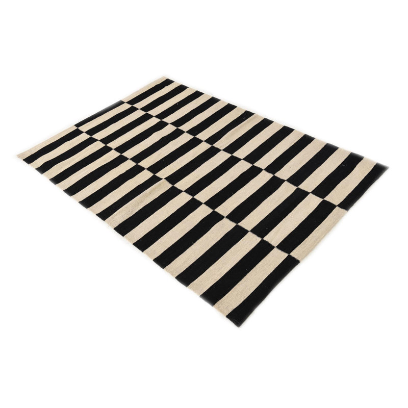 Tapis noir et blanc 3x5 Ponce