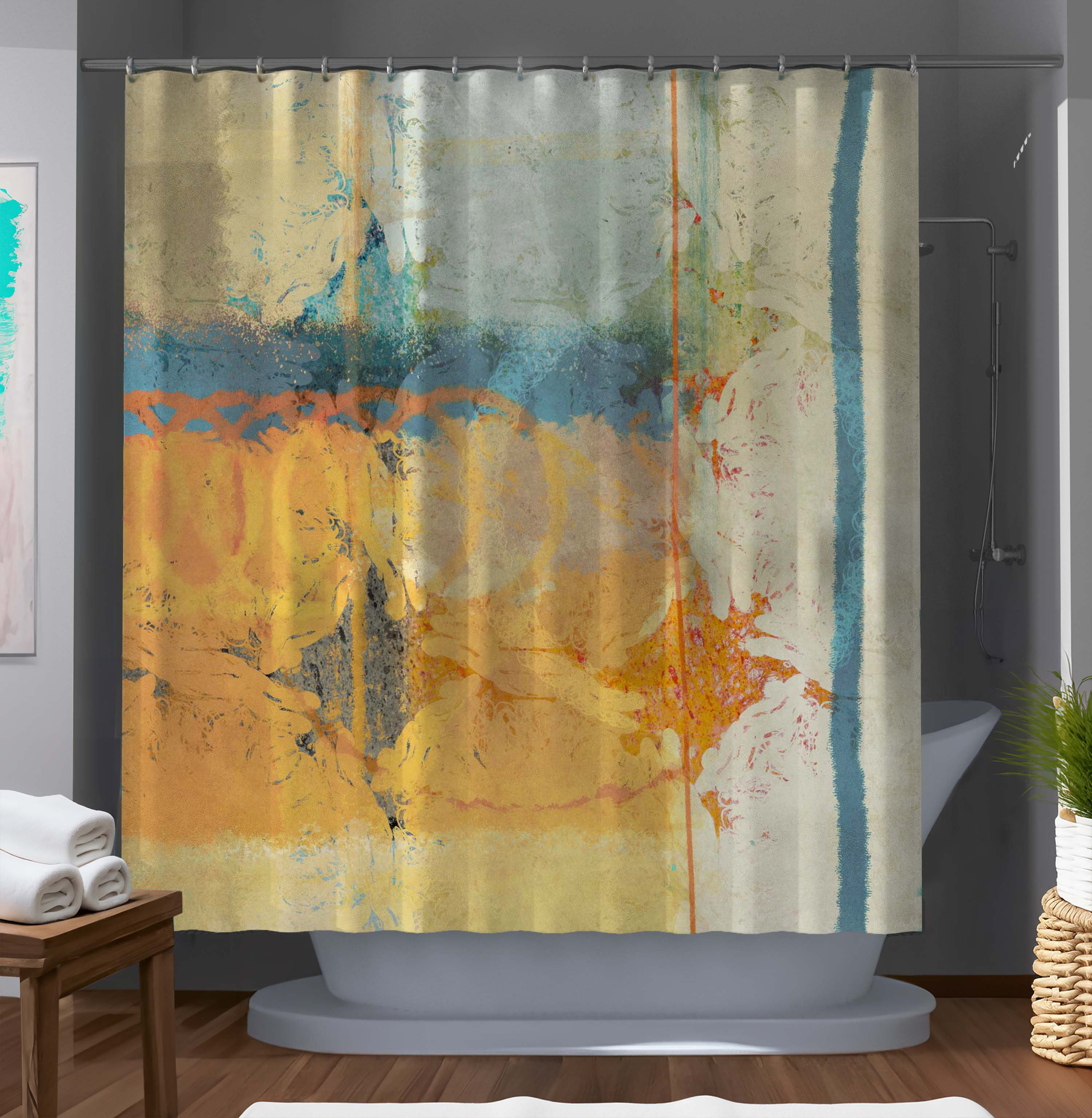 East Urban Home Fikayomi Abstract Shower Curtain | Wayfair