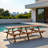 12-person Wooden Patio Table With Benches And Umbrella Hole