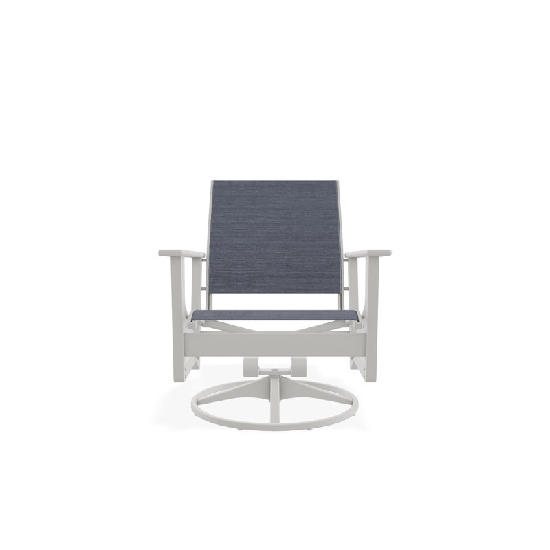 Wexler Outdoor Swivel Lounge Chair, Snow, Moments Navy