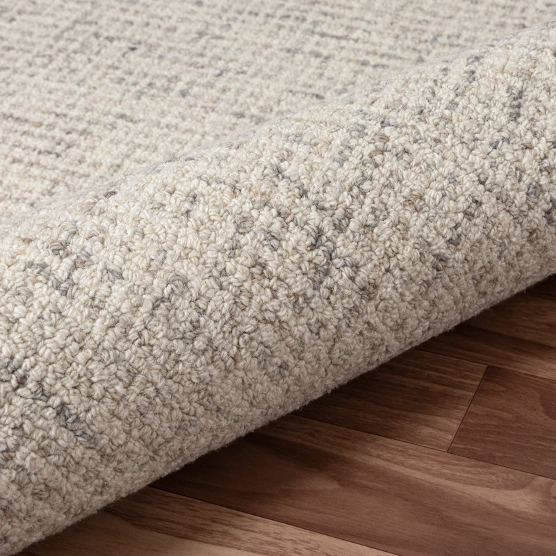 Abstract Contemporary Grid Handmade Wool Blend Area Rug, Round 6', Rust/Beige