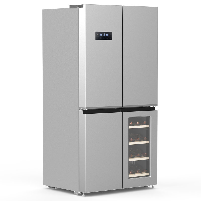 Réfrigérateur intelligent 36 po à porte française à profondeur de comptoir avec armoire à vin ， 21 pieds cubes 4 portes
