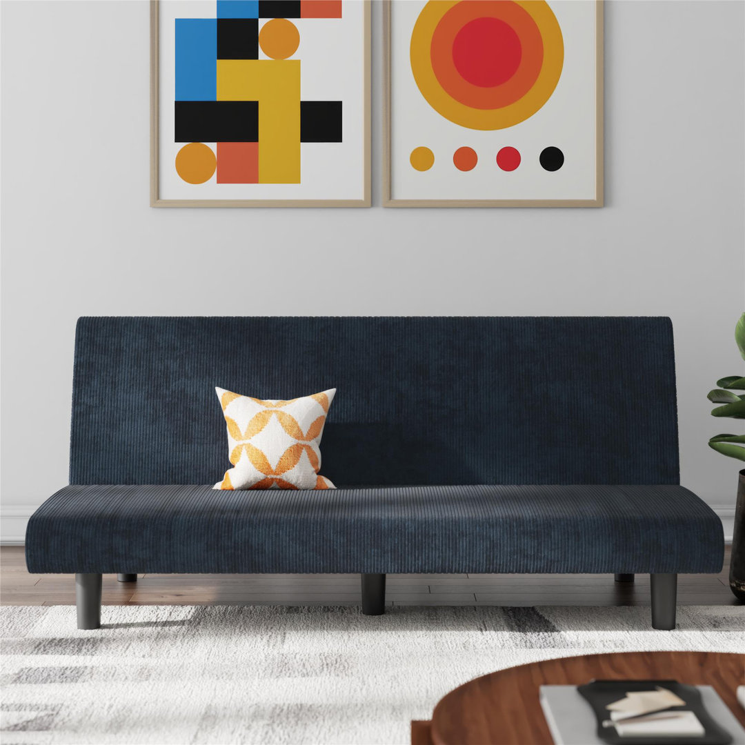 Shadana Corduroy 67.5" Armless Mid-Century Futon Sofa Bed Ebern Designs 