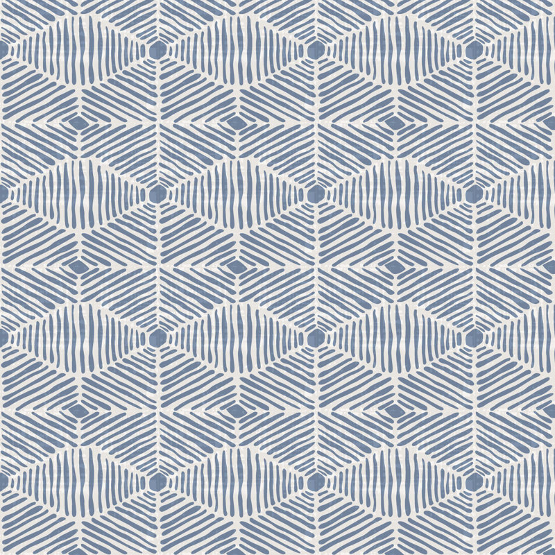 Banc rembourré Barley, Bleu délavé diamant peint