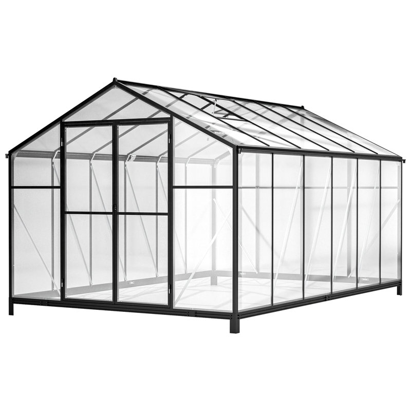 Greenhouse - Polycarbonate Panels And Secure Lock Outdoor Aluminum Rust-, 86.89" H x 152.08" W x 103.05" D