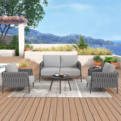 4 - Person Patio Furniture Set with Coffee Table Set and Thick Cushion