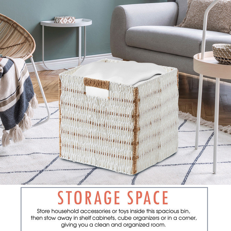 Highland Dunes Cardboard/Paper Bin, 6, White/Brown
