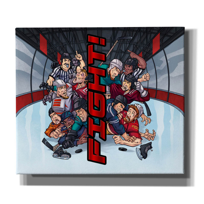 «Lurello Hockey Fight» sur toile de fond, H 26 po x l 30 po x P 1,5 po