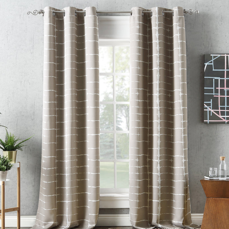 Saki Print Blackout Grommet Curtain Panel, Stone, 40" W x 95" L