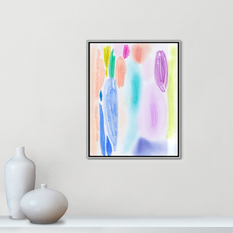 «Vivid Space II» par Bea Dina, Toile argentée avec cadre flottant, Pas de tapis, H 29,5 po x l 23,5 po x P 2 po