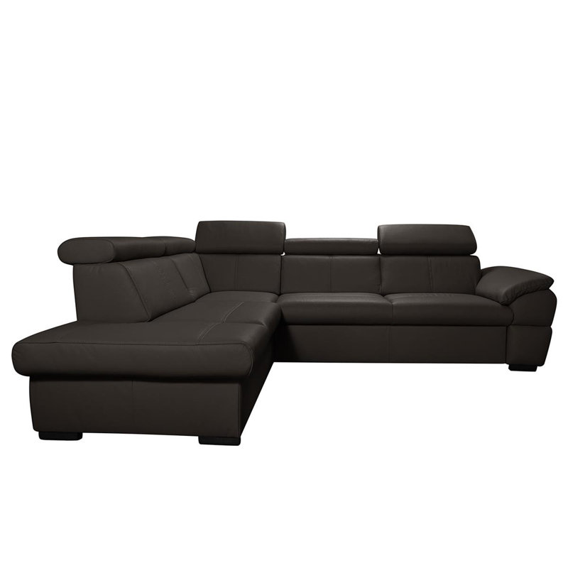Edena Leather Corner Sofabed, Left Hand Facing, Dark Brown