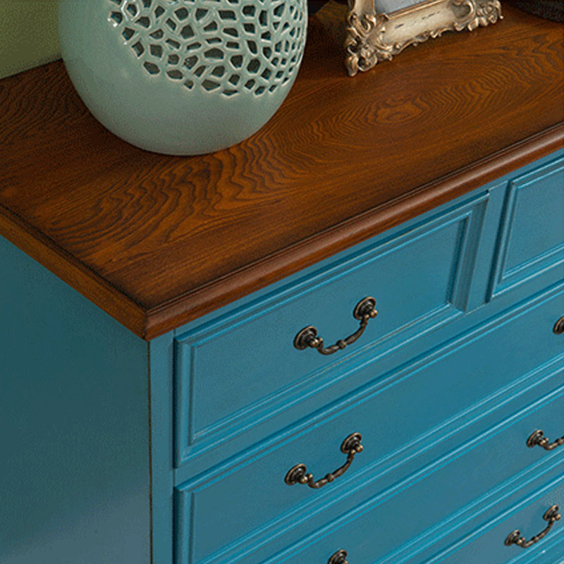 Table de chevet Commode, Brun foncé / Bleu