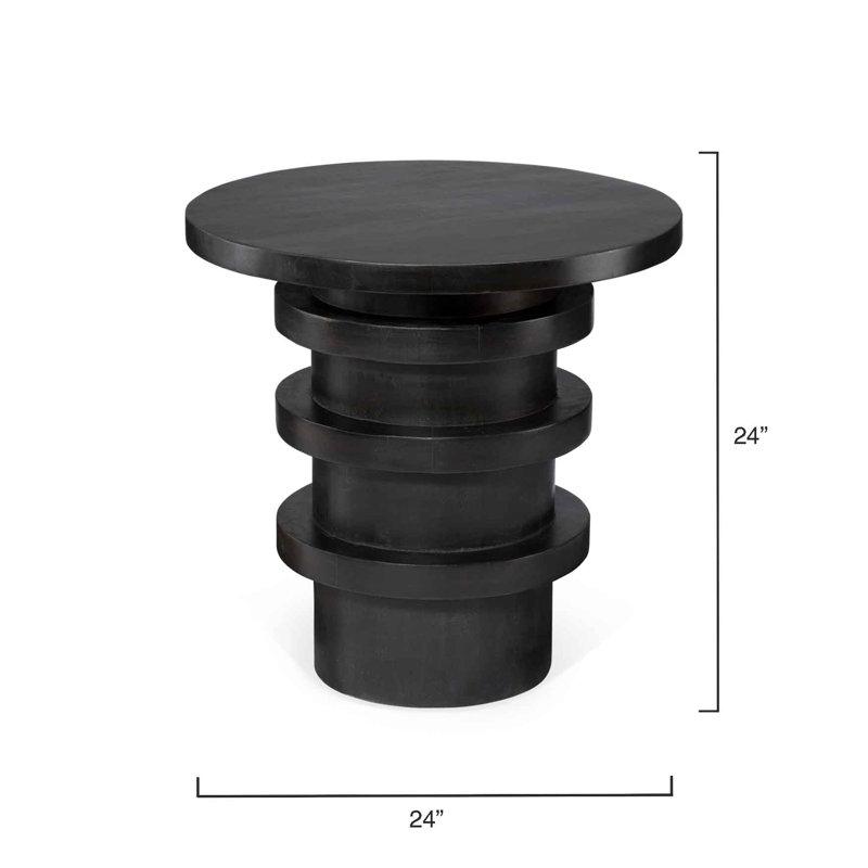 Revolve Solid Wood End Table, Charcoal