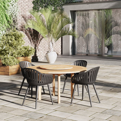 Anautica 4 - Person Wood Patio Dining Set with Round Table