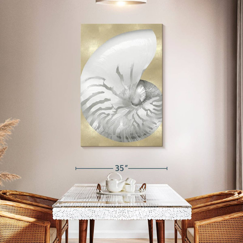 Aletra Silver Pearl Shell On Gold I, 48" H x 32" W