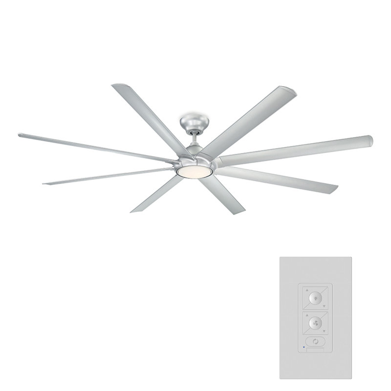 Hydra 8 - Blade Outdoor LED Smart Standard Ceiling Fan with Wall Control and Light Kit Included, Works With Alexa and iOS or Android App