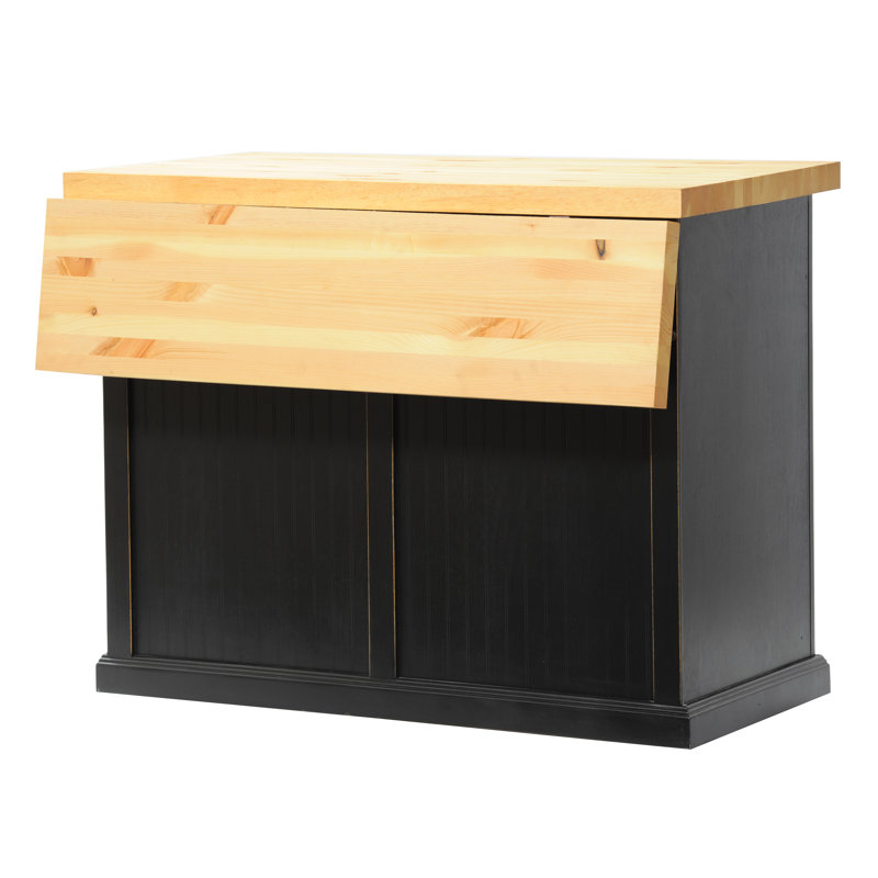 Averill Solid Wood Kitchen Island, Antique Black