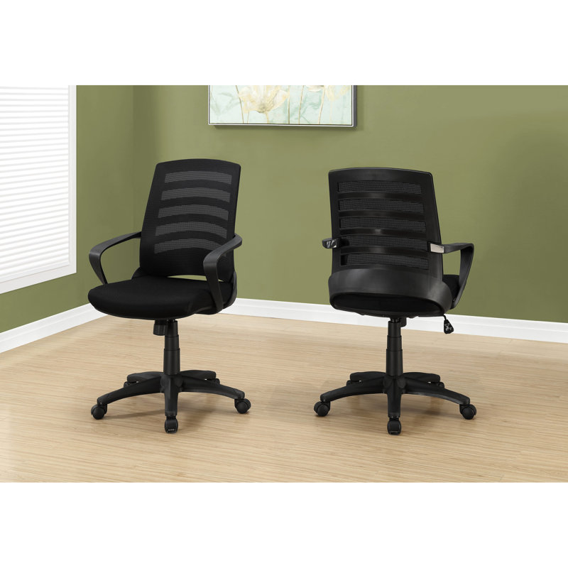 Chaise de bureau ergonomique et pivotante, hauteur réglable et siège extra large, filet noir et métal, pour chaise de travail d'ordinateur avec hauteur, pivotante, rembourrée