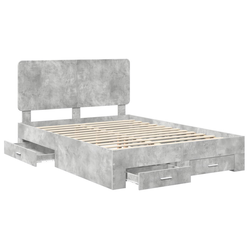 Bed Frame, European Double (140 x 200 cm), Concrete Grey