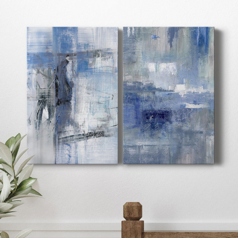 Reflections in Indigo - ensemble de 2 reproductions d'art texturé sur toile tendue, H 36 po x l 24 po x P 1 po